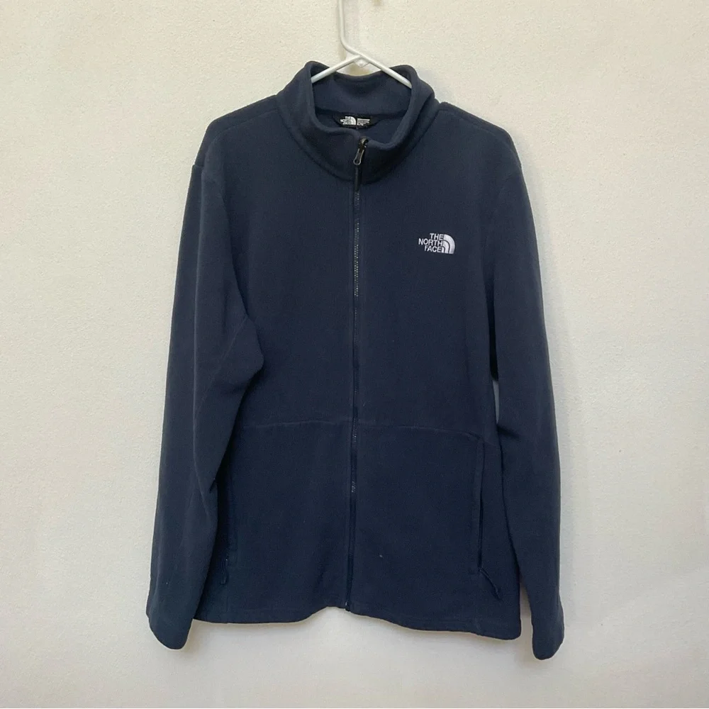 The North Face Men's Navy Blue Full Zip Fleece Jacket Size XL Warm Winter Layer